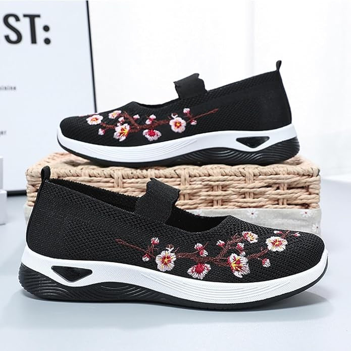 🥿 50% RABATT! 🔥 Freizeitliche Loafers mit Blumenstickerei aus Strickstoff – Bequem, elastisch & perfekt für Alltag, Büro oder Spaziergänge im Sommer 🌸