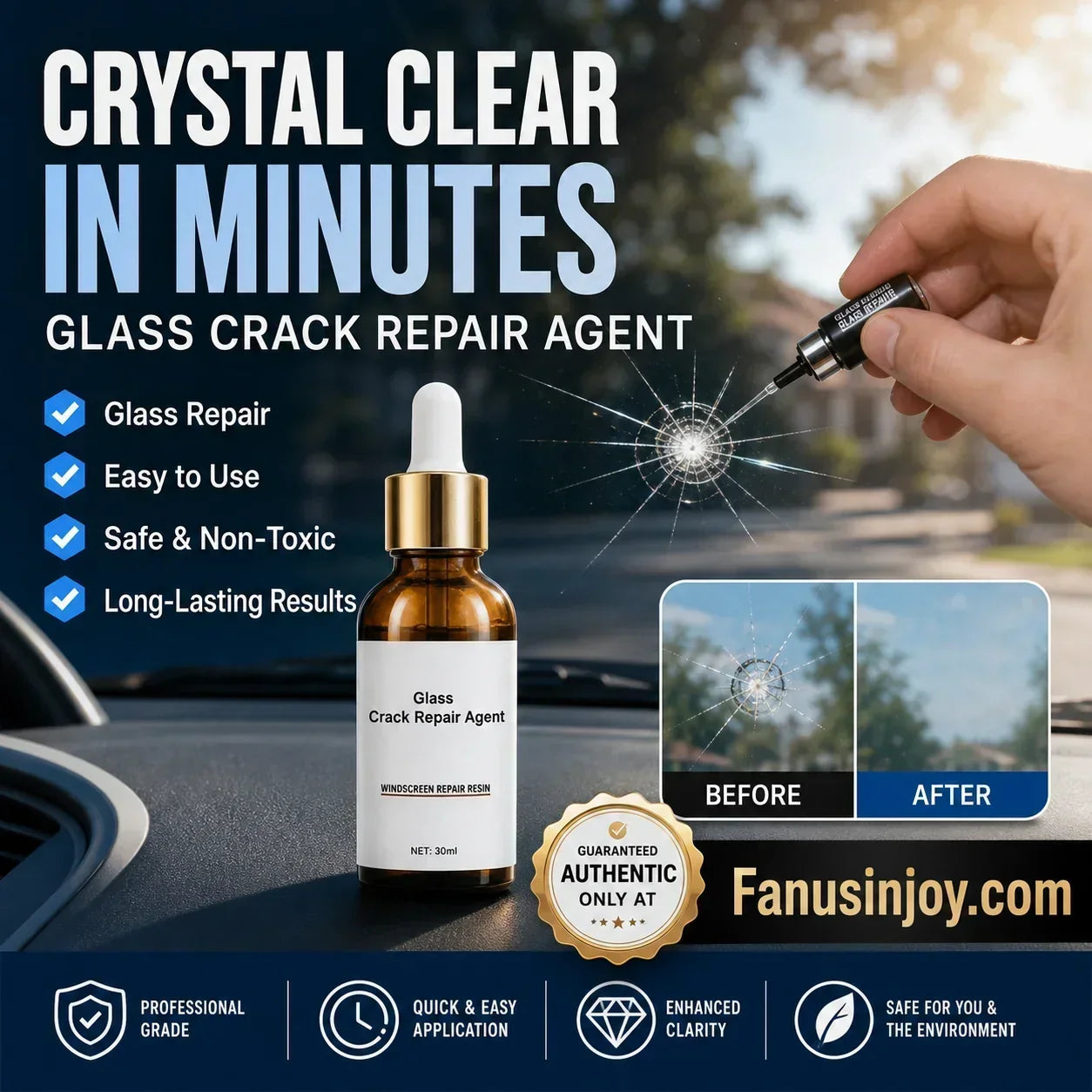 🔧 KAUFE 1, ERHALTE 1 GRATIS! 🚗 Glasriss Reparaturharz für Autoscheiben – Unsichtbare Reparatur, temperaturbeständig & einfach anzuwenden – Ideal für Steinschläge & Risse 🛠️