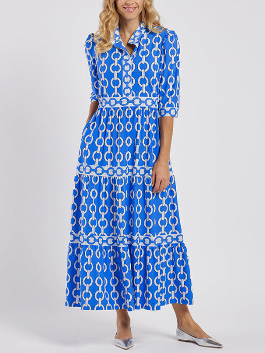 🎉Frühlings-Sonderangebot 49% Rabatt🌸💐Maxikleid für Damen mit geometrischem Print und V-Ausschnitt