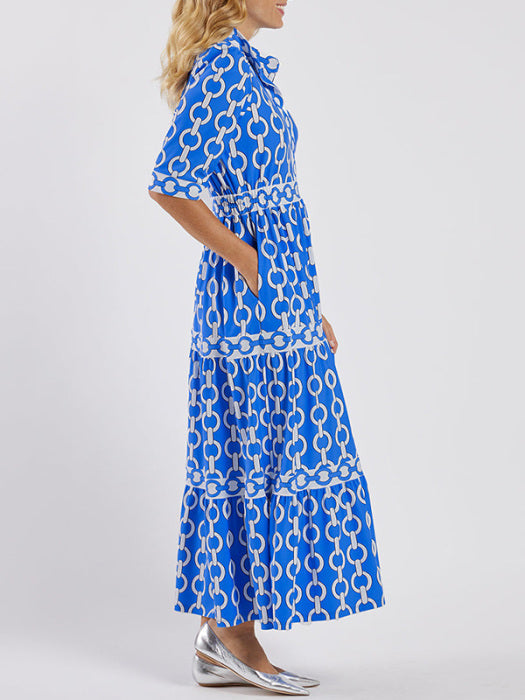 🎉Frühlings-Sonderangebot 49% Rabatt🌸💐Maxikleid für Damen mit geometrischem Print und V-Ausschnitt