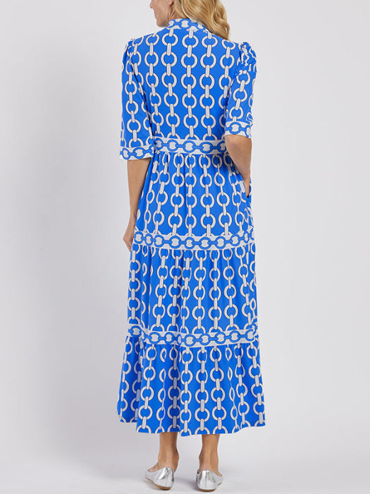 🎉Frühlings-Sonderangebot 49% Rabatt🌸💐Maxikleid für Damen mit geometrischem Print und V-Ausschnitt