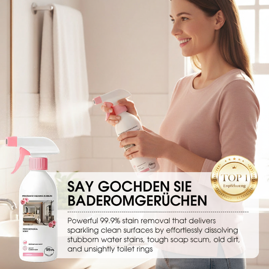 🥳 Mehrzweck-Badezimmerreiniger-Spray – Löst Kalk- und Seifenrückstände schnell auf. Kein mühsames Schrubben – einfach aufsprühen und abwischen für streifenfreien Glanz! 🧼💨