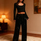💖Damenhose mit Pailletten und weitem Bein, elastischem Bund