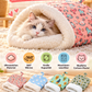 🎉💖Über 66.000 verkauft!🐱🎁Flauschige Katzenhöhle mit Cartoon-Muster – Halbgeschlossen, warm & perfekt für den Winter😴