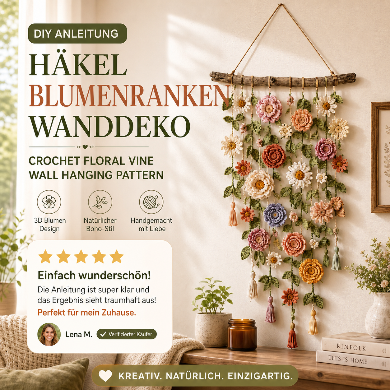 ❄️Sommerfrische 50 % Rabatt!🌸Boho-Dekoration mit all'uncinetto Blumen 🌸🌿