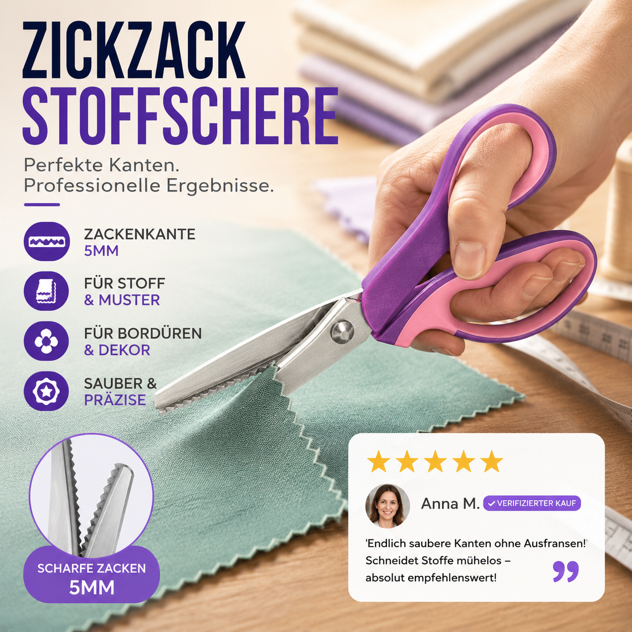 ✂️ 50% RABATT! 🧵 Zickzack-Schere – Vielseitig, gezackt & praktisch für Näharbeiten ✨