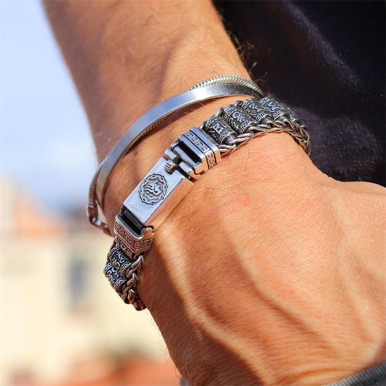 ⏳Limited-time 50% off⏰Tibetan Prayer Wheel Bracelet – 925 Sterling Silver, Lucky Charm & Valentine's Day Gift⛓️