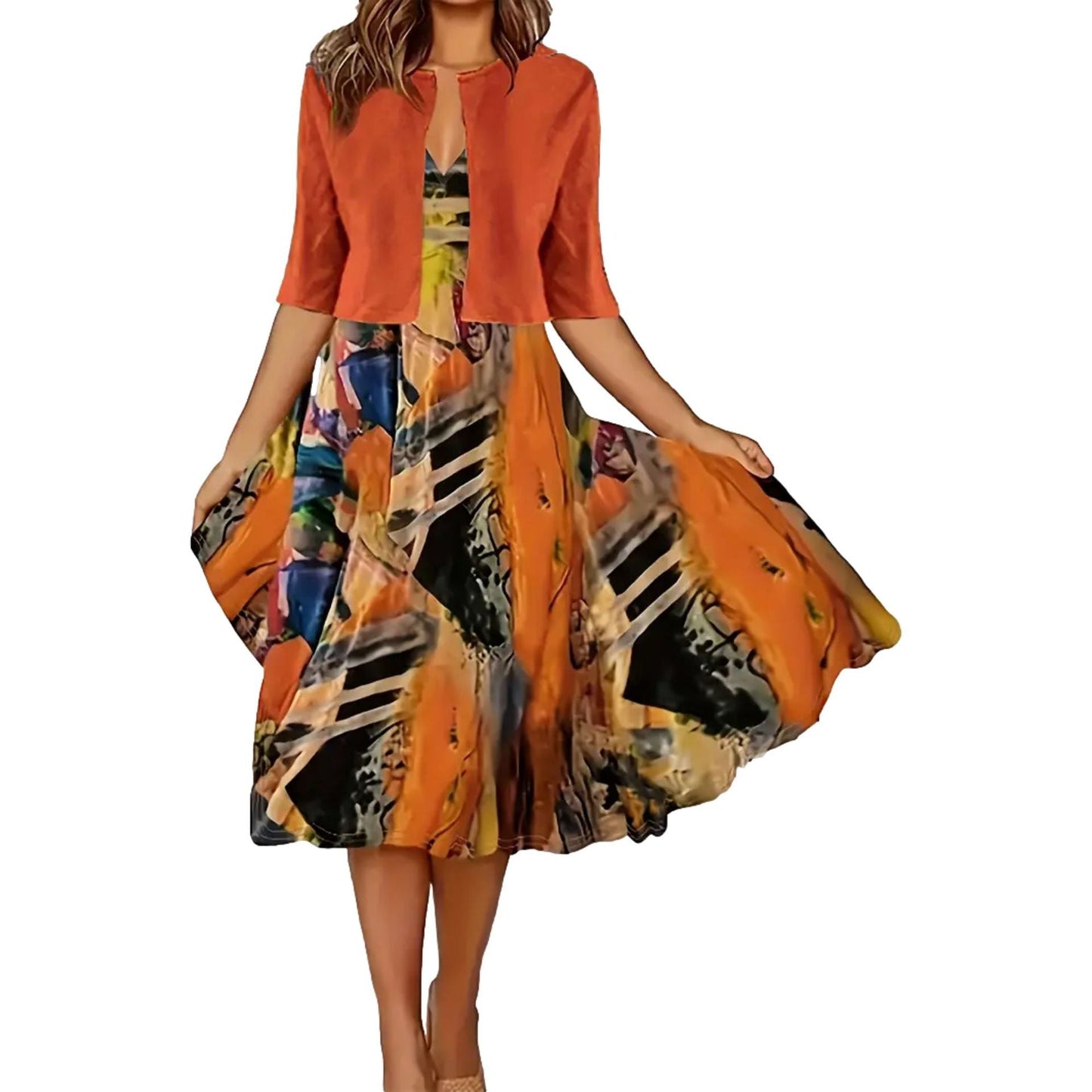 💎 -50% AUF DAS ELEGANTE ZWEITEILER-SET! 💎 Ärmelloses Kleid & Kurzer Cardigan – Perfekt für Cocktailpartys & Business 👗
