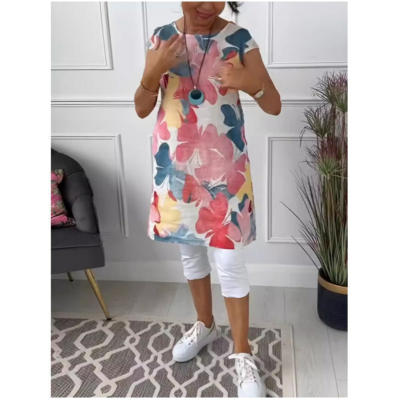 💕55%  RABATT - Lockeres knielanges Kleid mit Schmetterlingsdruck
