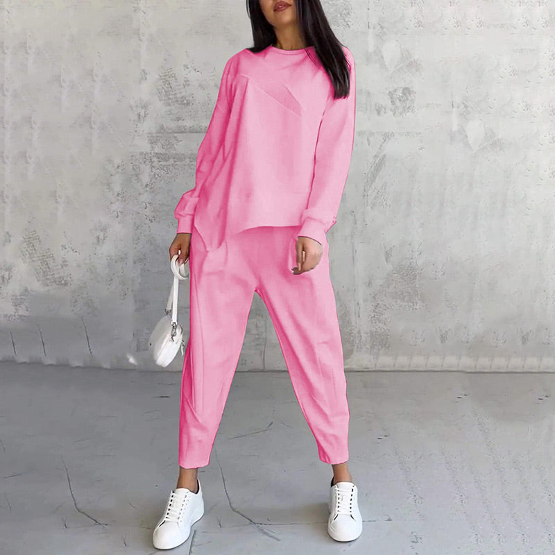 💕Damen Langarm-Sweatshirts mit unregelmäßigem Saum & Hosen-Set