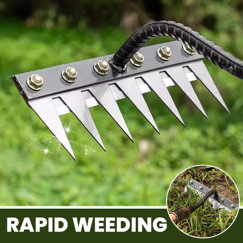 🌿 50% OFF NOW! 🧤 5/6/7/8 Unkrautrechen mit Gartenzähnen aus Karbonstahl – Langlebig, Ergonomischer Griff & Effizientes Jäten 🌱