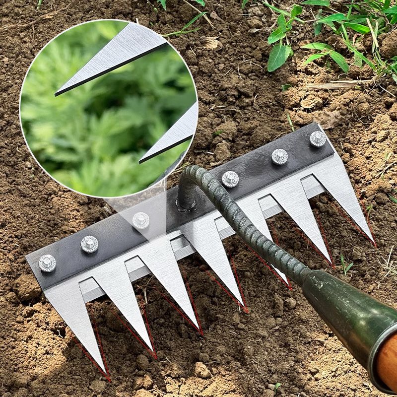 🌿 50% OFF NOW! 🧤 5/6/7/8 Unkrautrechen mit Gartenzähnen aus Karbonstahl – Langlebig, Ergonomischer Griff & Effizientes Jäten 🌱