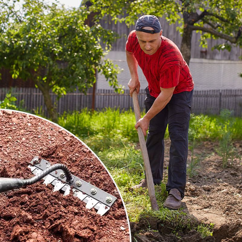 🌿 50% OFF NOW! 🧤 5/6/7/8 Unkrautrechen mit Gartenzähnen aus Karbonstahl – Langlebig, Ergonomischer Griff & Effizientes Jäten 🌱