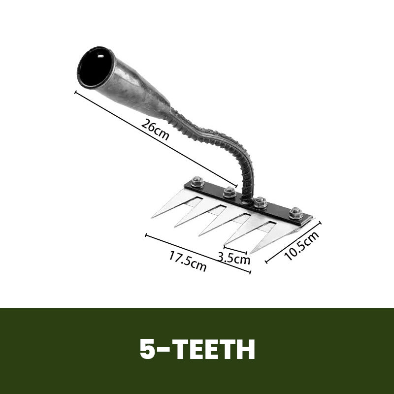 🌿 50% OFF NOW! 🧤 5/6/7/8 Unkrautrechen mit Gartenzähnen aus Karbonstahl – Langlebig, Ergonomischer Griff & Effizientes Jäten 🌱