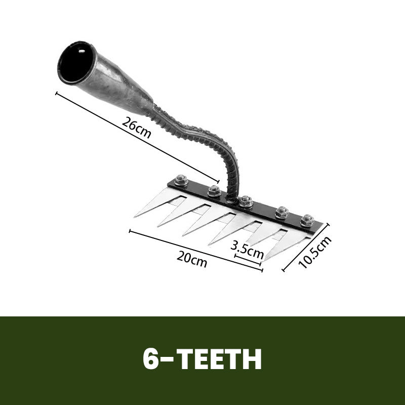🌿 50% OFF NOW! 🧤 5/6/7/8 Unkrautrechen mit Gartenzähnen aus Karbonstahl – Langlebig, Ergonomischer Griff & Effizientes Jäten 🌱