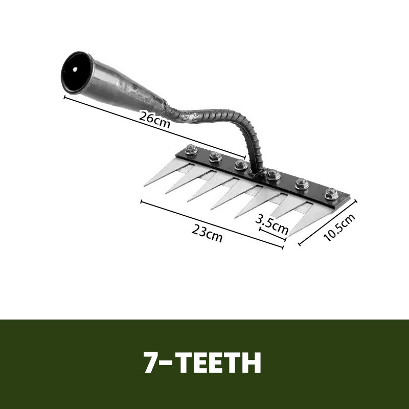 🌿 50% OFF NOW! 🧤 5/6/7/8 Unkrautrechen mit Gartenzähnen aus Karbonstahl – Langlebig, Ergonomischer Griff & Effizientes Jäten 🌱