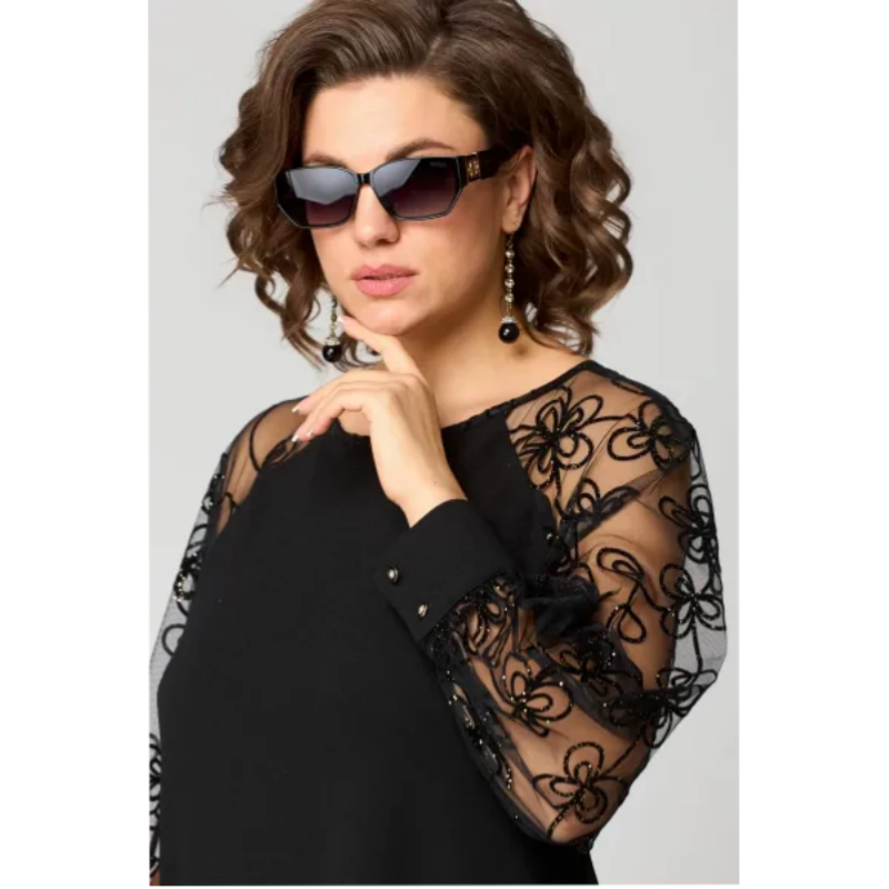 👗 Spitzen-Patchwork-Kleid – Rundhalsausschnitt, Lange Ärmel & Schmeichelhafte Passform für Besondere Anlässe ✨📦