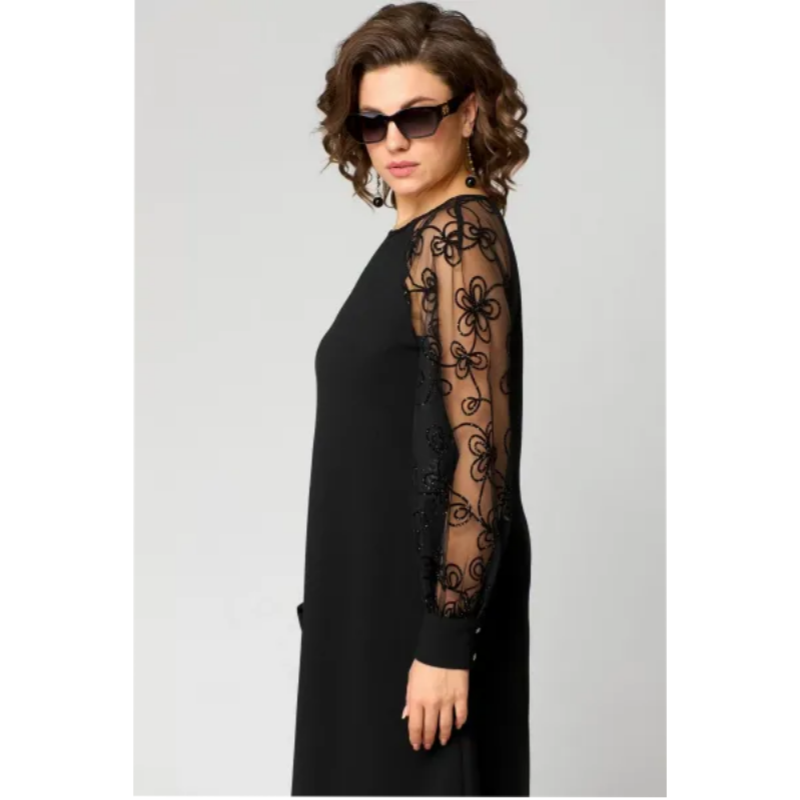 👗 Spitzen-Patchwork-Kleid – Rundhalsausschnitt, Lange Ärmel & Schmeichelhafte Passform für Besondere Anlässe ✨📦