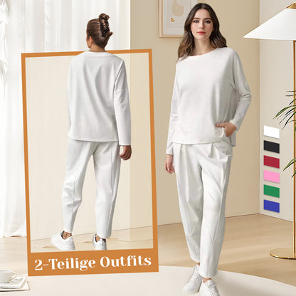 🔥💞 2-teiliges Langarm-Set: weicher Rundhals-Pullover & Hose, langlebig, vielseitig kombinierbar für jeden Tag 💞🔥