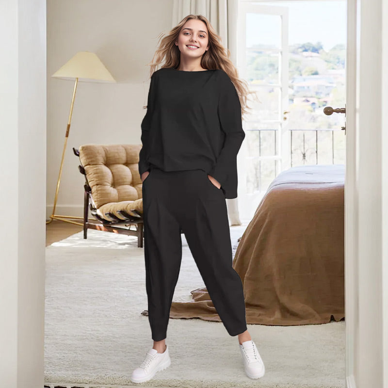 🔥💞 2-teiliges Langarm-Set: weicher Rundhals-Pullover & Hose, langlebig, vielseitig kombinierbar für jeden Tag 💞🔥