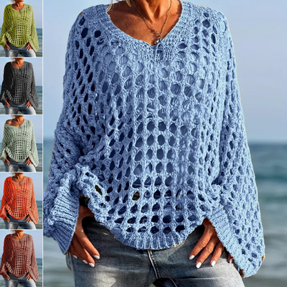 👚💖 Damen Casual Häkelstrick-Top – Einfarbig, Leicht & Perfekt Für Den Alltag & Warme Tage ☀️