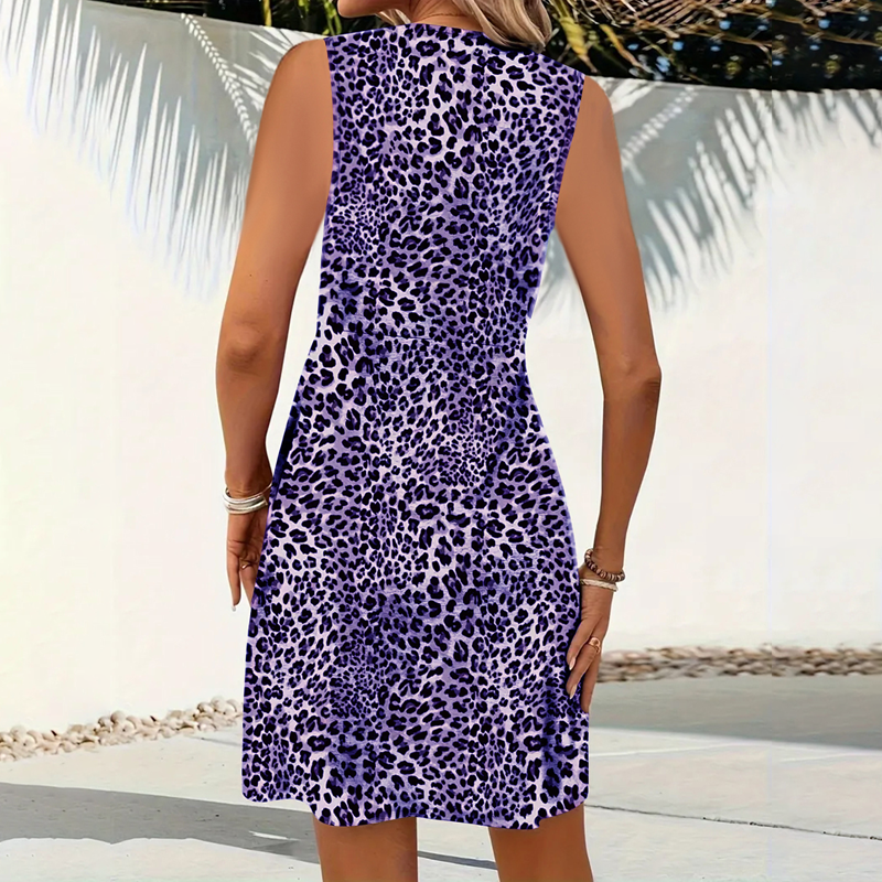 👗🐆 BEGRENZTES ZEITANGEBOT: 50% RABATT! Damenkleid mit V-Ausschnitt und Leopardenmuster – Gewagt, figurschmeichelnd, vielseitig ✨