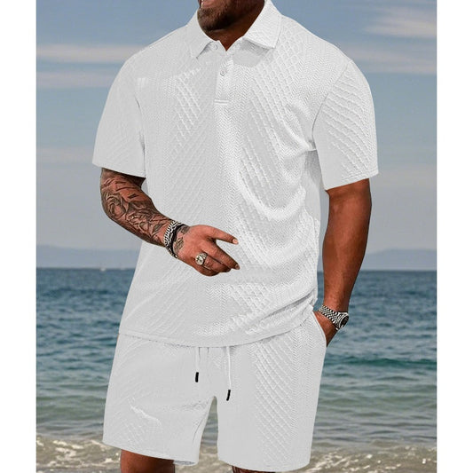 👕 51% RABATT! 💎 Herren-Zweiteiler mit Rautenstruktur – Kurzarmhemd & Shorts – Atmungsaktiv, Knitterfrei & Lässiger Sommer-Look ☀️