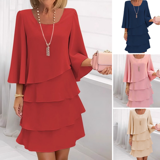 💎 48% RABATT! 💎 Elegantes Damen-Kleid mit Volantsaum – Zeitloser Quadratischer Ausschnitt & Fließende Ärmel