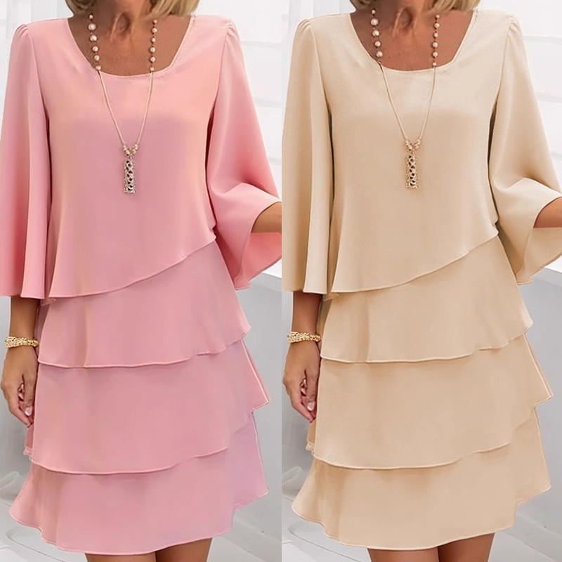 💎 48% RABATT! 💎 Elegantes Damen-Kleid mit Volantsaum – Zeitloser Quadratischer Ausschnitt & Fließende Ärmel