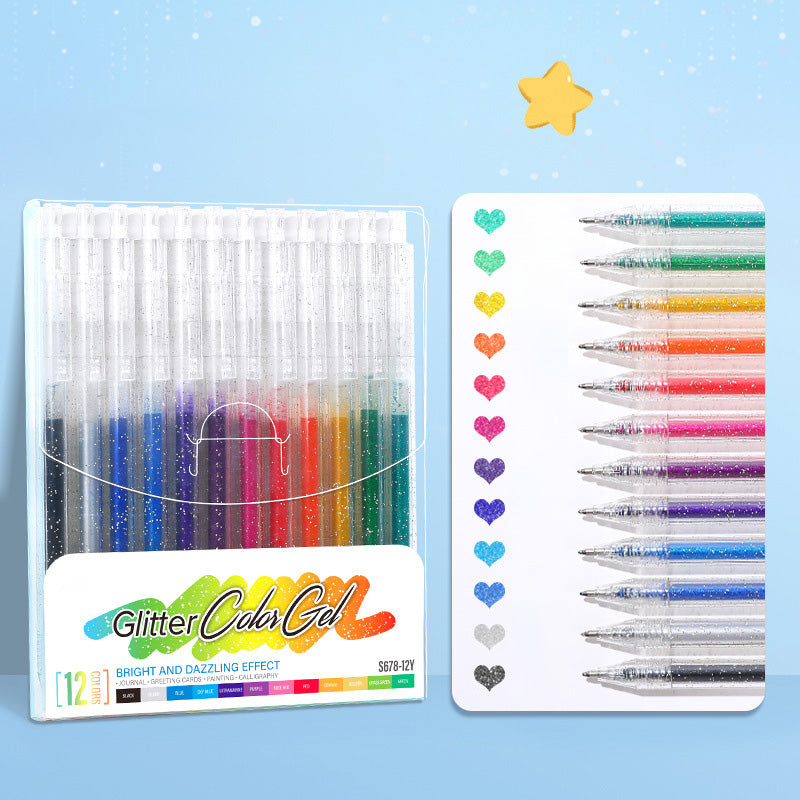 🎁 Glitzer‑Gelstifte‑Set, bunte Glitzertinten für Notizen, Malen, Basteln und Scrapbooking