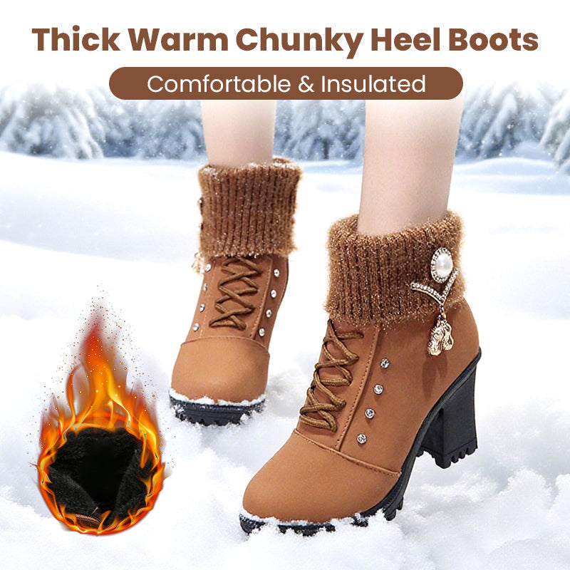 👢 Warm gefütterte Damenstiefeletten mit Blockabsatz