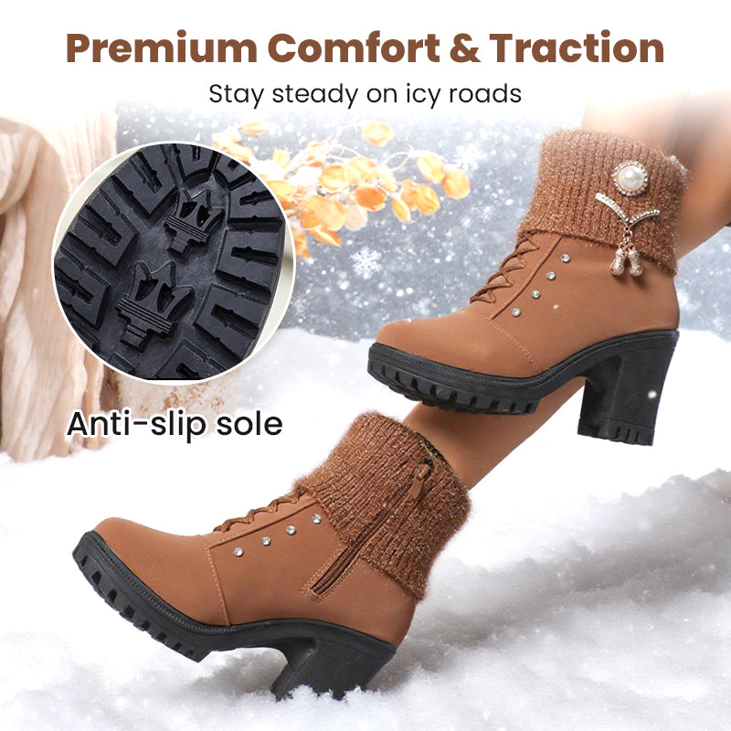 👢 Warm gefütterte Damenstiefeletten mit Blockabsatz