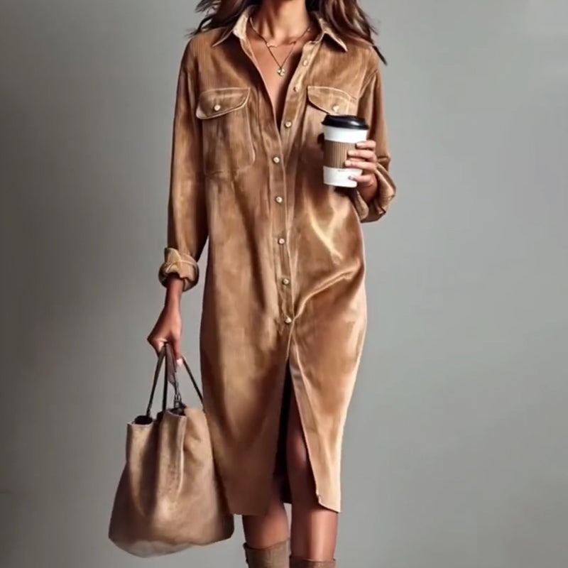 💖 Mühelos schickes Cordhemdkleid – weich, kuschelig und vielseitig für jede Jahreszeit 🍂