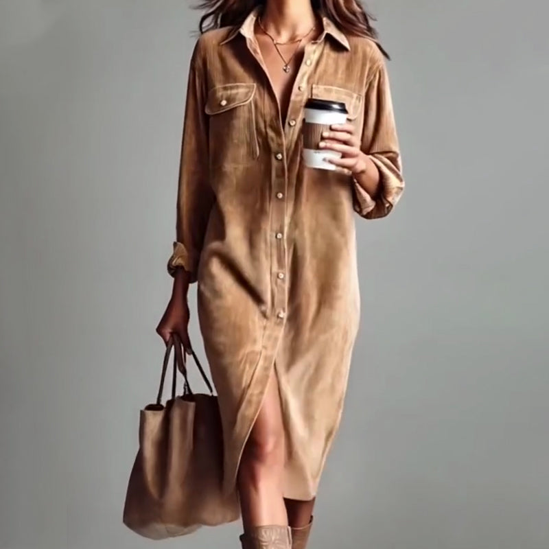 💖 Mühelos schickes Cordhemdkleid – weich, kuschelig und vielseitig für jede Jahreszeit 🍂