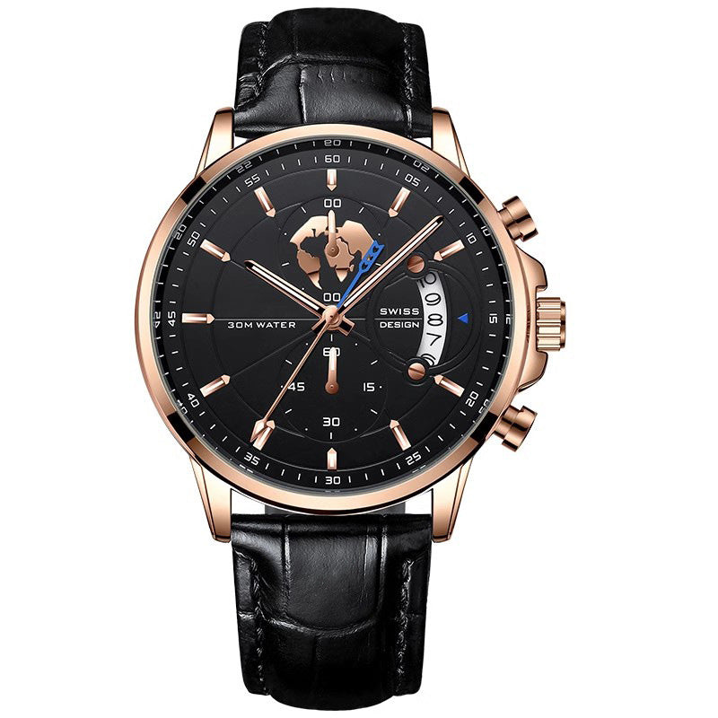 📢📢50 % Rabatt!!! 🎅Herrenuhr mit Globusmotiv im maritimen Stil