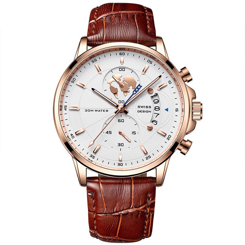 📢📢50 % Rabatt!!! 🎅Herrenuhr mit Globusmotiv im maritimen Stil