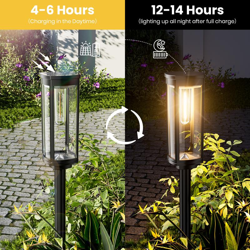 💡Solar-Gartenleuchte mit Filament-Optik – Wasserdicht (IP65), bis zu 14 Std. Licht & Retro-Design für Wege, Rasen & Hof 🌞