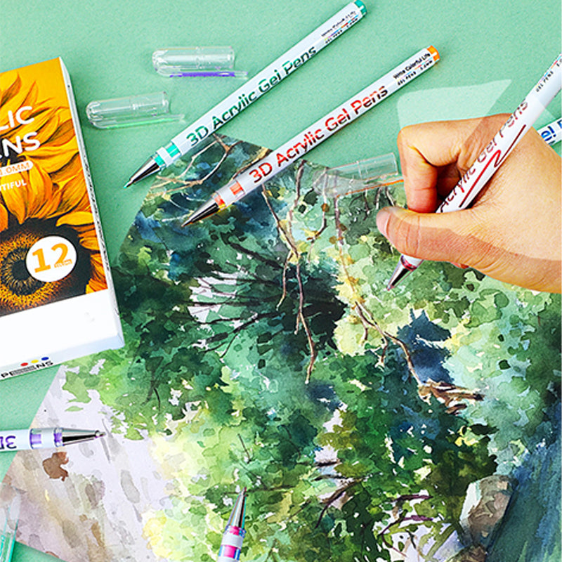 🖍️ GELSTIFT-SET - 12 Leuchtende Farben für Kunst und Schreiben, Fließende Tinte für Glatte Striche, Ideal für Schule, Büro und Kreativprojekte 🎨📝