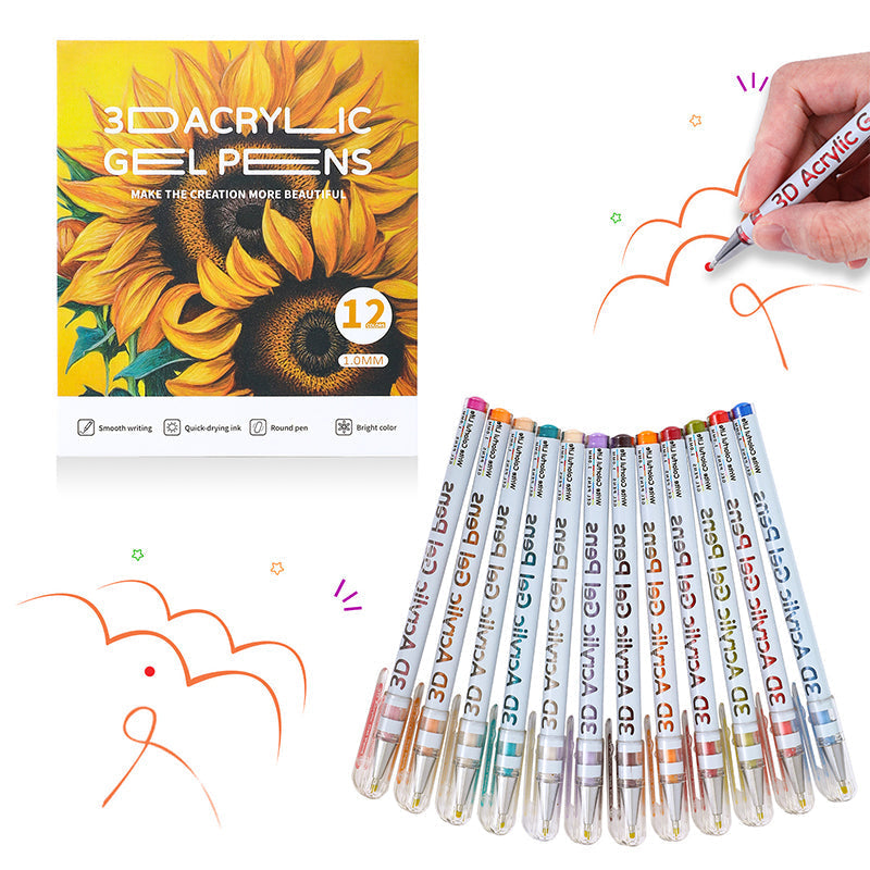 🖍️ GELSTIFT-SET - 12 Leuchtende Farben für Kunst und Schreiben, Fließende Tinte für Glatte Striche, Ideal für Schule, Büro und Kreativprojekte 🎨📝