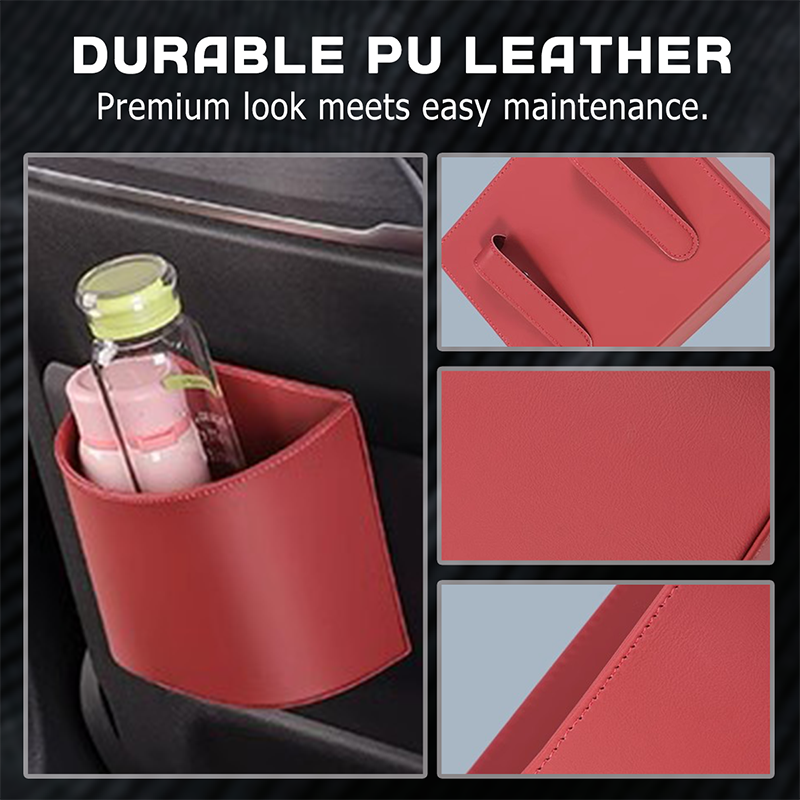 🚗🧺 50 % RABATT! Getränkehalter aus Leder für die Autotür – Breite Öffnung, Getränke und Handy sind leicht zu erreichen. Sicherer Halt durch Clip-Befestigung. PU-Leder, robust und stilvoll. 🛡️✨