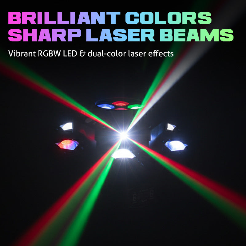 🔈✨Mehrstrahl-LED-Ambientebeleuchtung – 16 Farben, 6 bewegliche Arme & Fernbedienung für Partys, Bühnen & Clubs 🌈