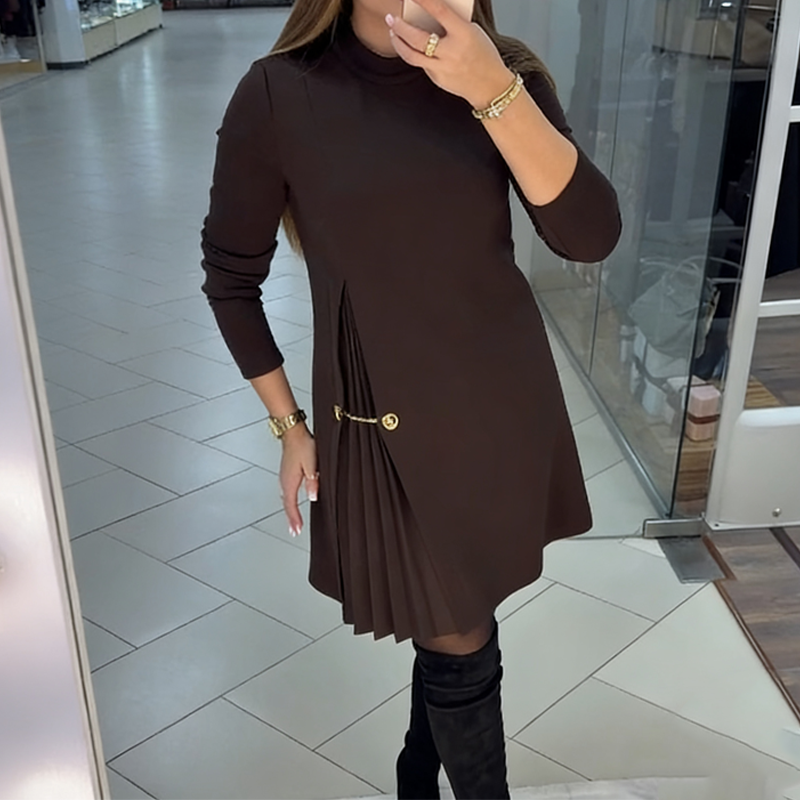 ⌛ Nur noch 3 Tage – 50 % auf alles! ⏰💖 Elegantes Langarmkleid mit Plissee-Einsätzen – feminint, flatternd & perfekt für jede Feier!💃