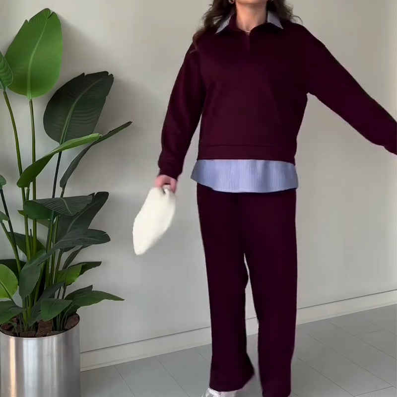 🎁Begrüßen Sie Weihnachten mit 50 % Rabatt💥2-teiliges Set aus langärmeligem Oberteil und Hose für Damen