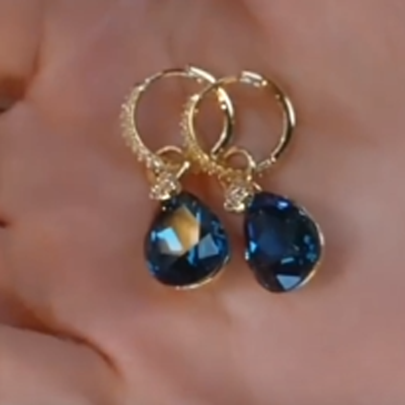 Elegant Teardrop Crystal Dangle Hoop Earrings