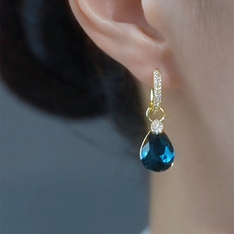 Elegant Teardrop Crystal Dangle Hoop Earrings