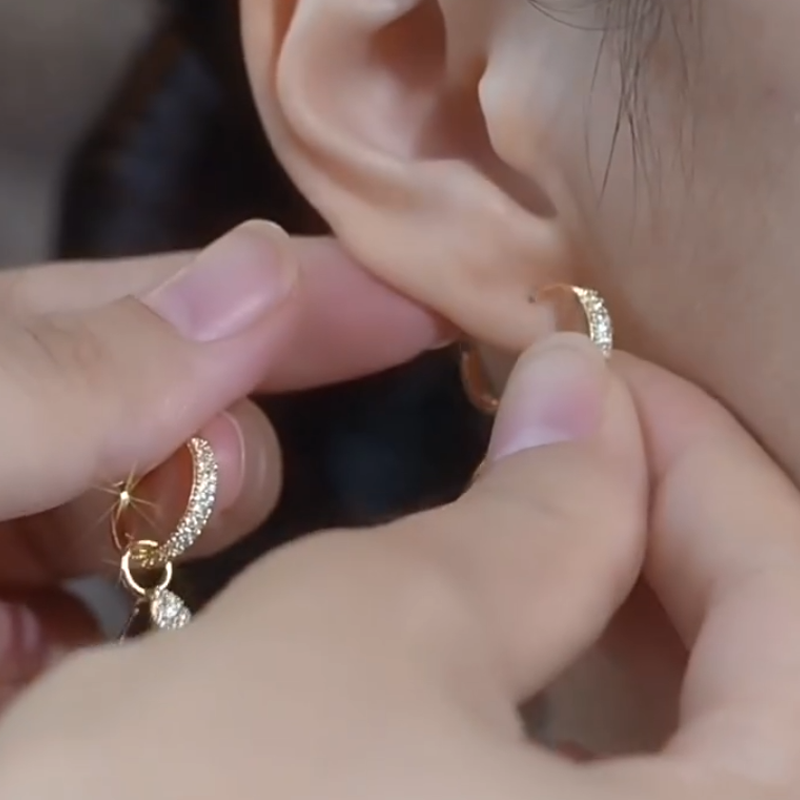 Elegant Teardrop Crystal Dangle Hoop Earrings