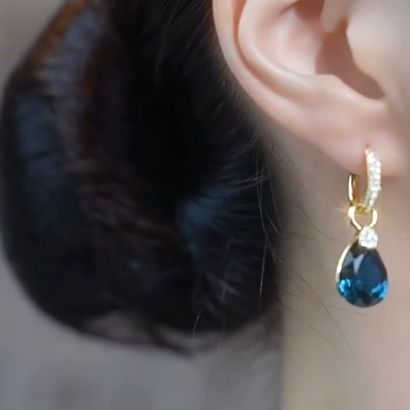 Elegant Teardrop Crystal Dangle Hoop Earrings