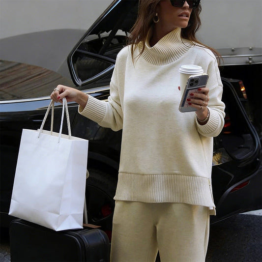 ⏳Nur für kurze Zeit: 49% Rabatt⏰ Sweatshirt- und Hosen-Set mit Stehkragen und seitlichem Reißverschluss