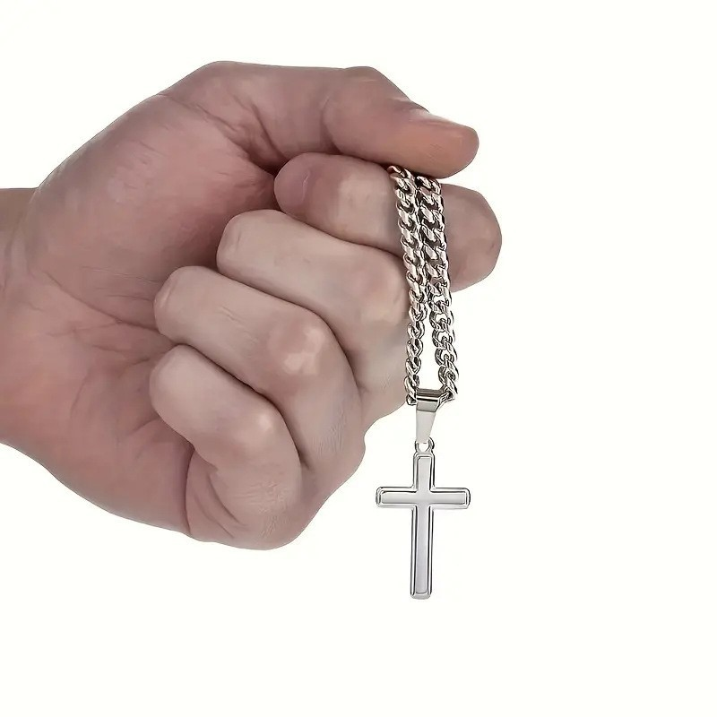 ✝️Frühjahrsverkauf! 50 % Rabatt auf alles 🎊⏰ Herrenkette mit Kreuzanhänger aus Edelstahl