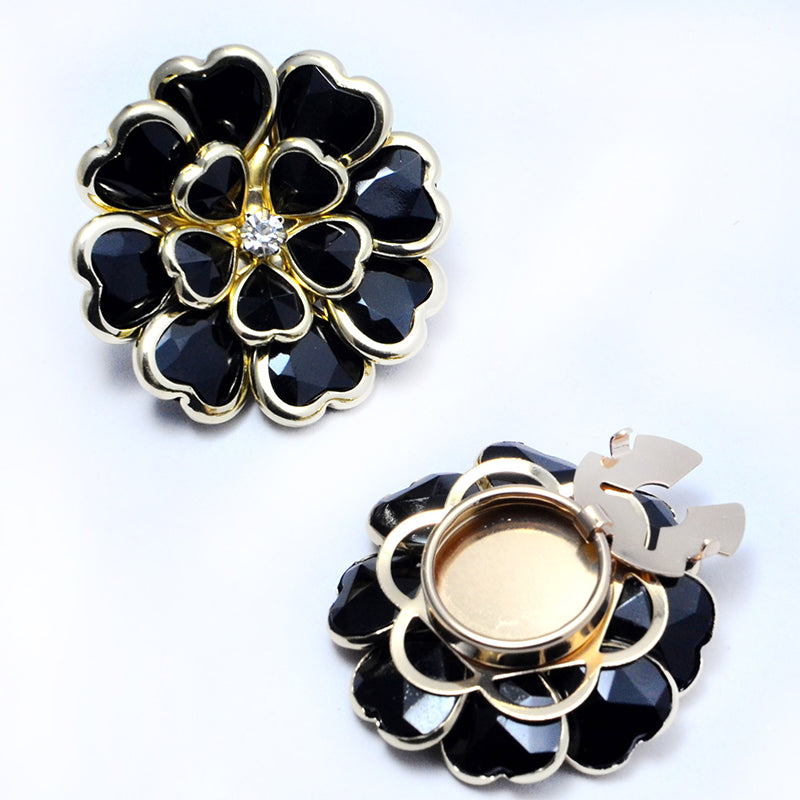 🌷60% RABATT✨Zweiteiliges Schmuckset: Manschettenknöpfe & Brosche mit Rhinestone-Blütendesign ✨🌷 Vielseitig tragbar – Für festliche Anlässe & elegante Alltagsakzente
